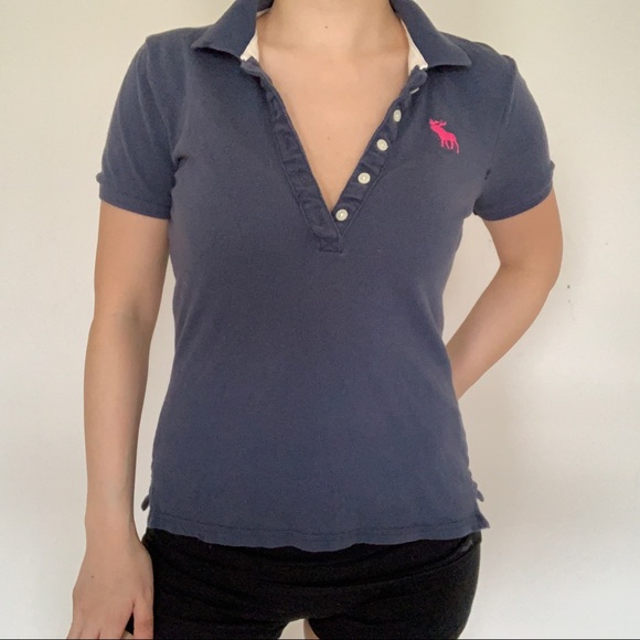 Abercrombie & Fitch Navy Distressed Polo, Size S - Picture 1 of 8